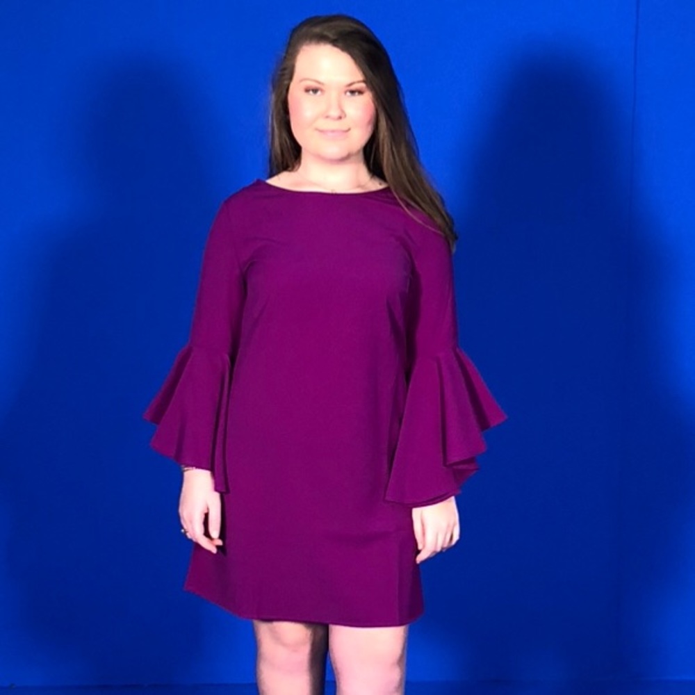 The Penelope - Purple Bell Sleeve Dress